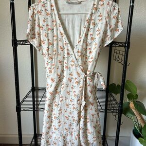Abercrombie & Fitch White and Orange Floral Midi Dress